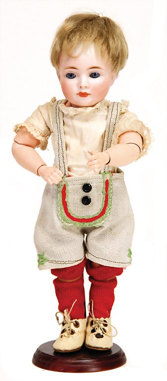 BAEHR & PROESCHILD for Bruno Schmidt/Waltershausen,: BAEHR & PROESCHILD for Bruno Schmidt/Waltershausen, so-called "WENDY", character doll, boy, biscuit porcelain socket head, closed mouth, blue sleepy eyes, eyelash-ring and dyed eyebrows, marked 2033,