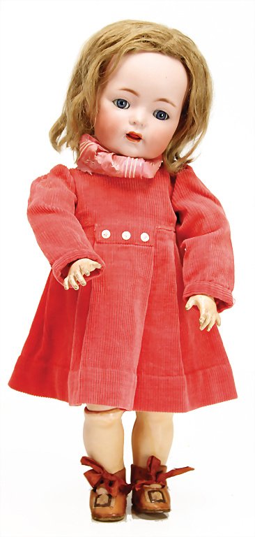 KÄMMER & REINHARDT 121, biscuit porcelain character: KÄMMER & REINHARDT 121, biscuit porcelain character doll, 40 cm, socket head, blue sleepy eyes, opened mouth, upper teeth, Toddler-body, old mohair wig, old clothes and shoes German Description KÄMM
