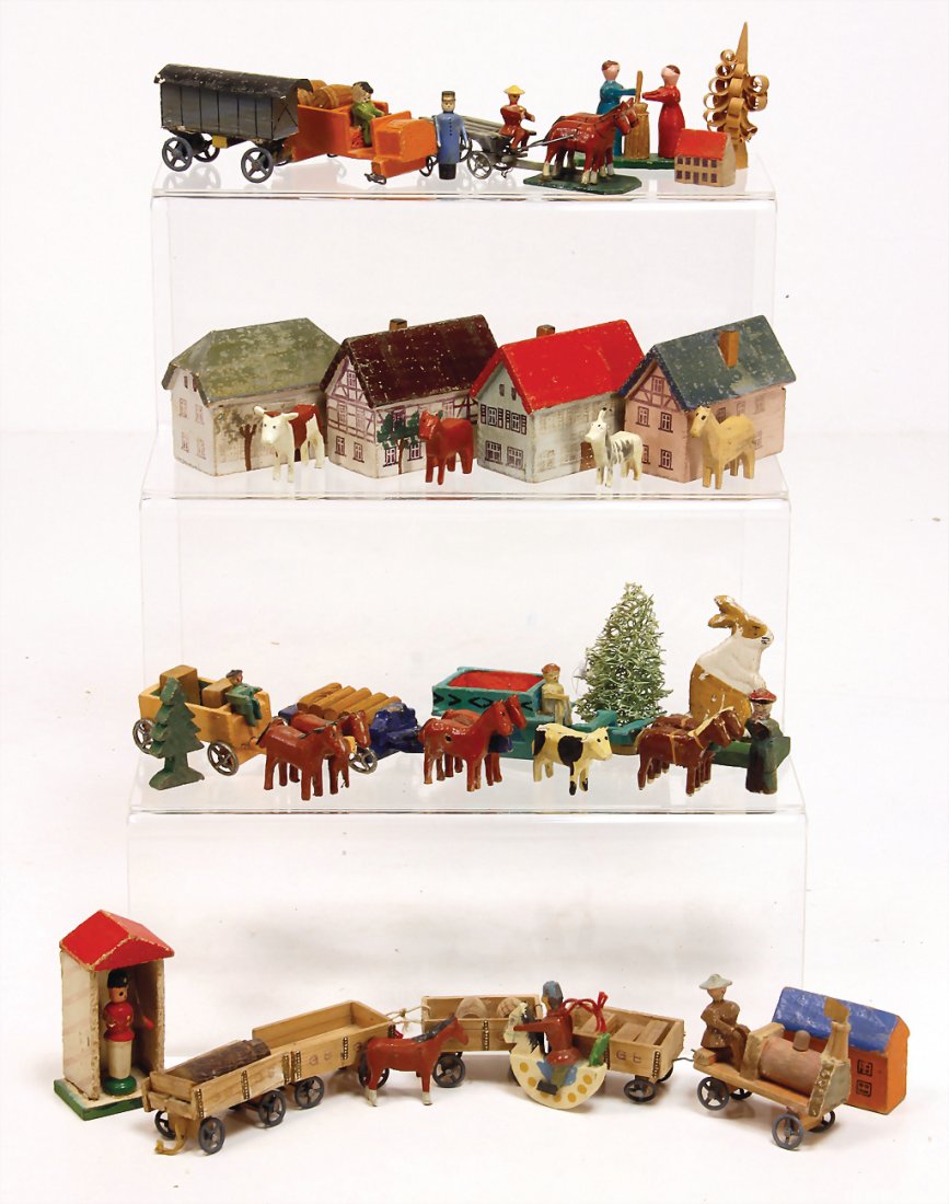 ERZGEBIRGE miniatures, houses, carriages with tin (1 of 1)