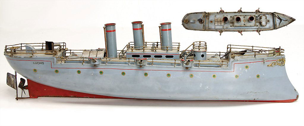 BING battleship, lynx, c. 1910, 60 cm, handpainted (1 of 1)
