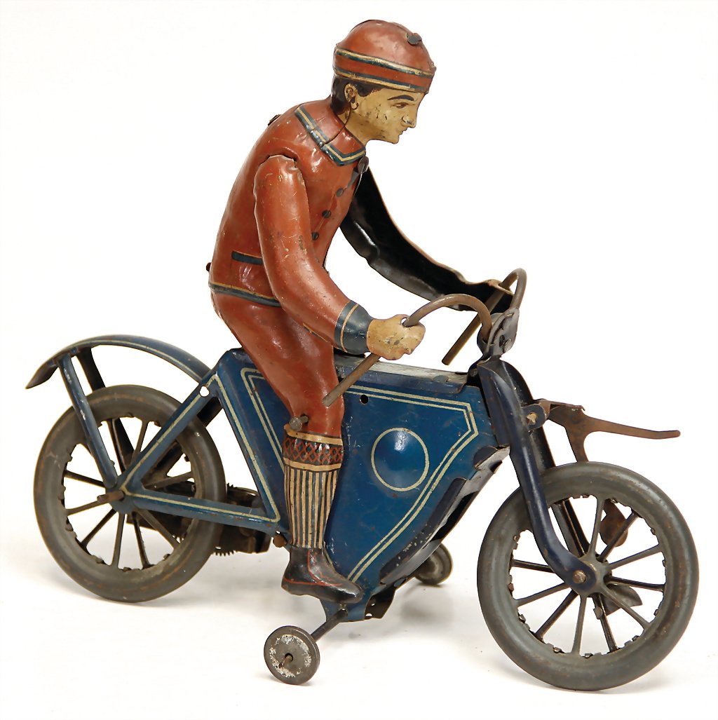 motorcyclist, lithographed sheet metal, '20s, 19 cm, (1 of 1)