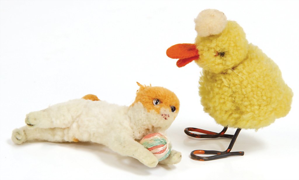 small wool cat, 7.5 cm, probably STEIFF, with small (1 of 1)