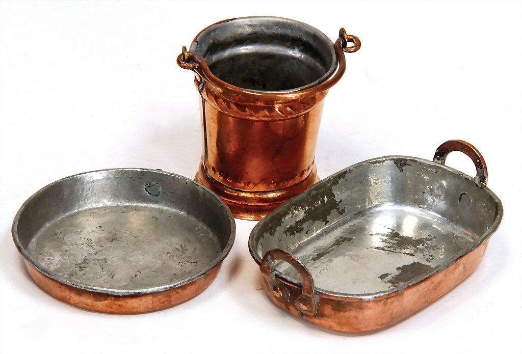 doll kitchen accessories, 3 pieces copper, 2 of it (1 of 1)