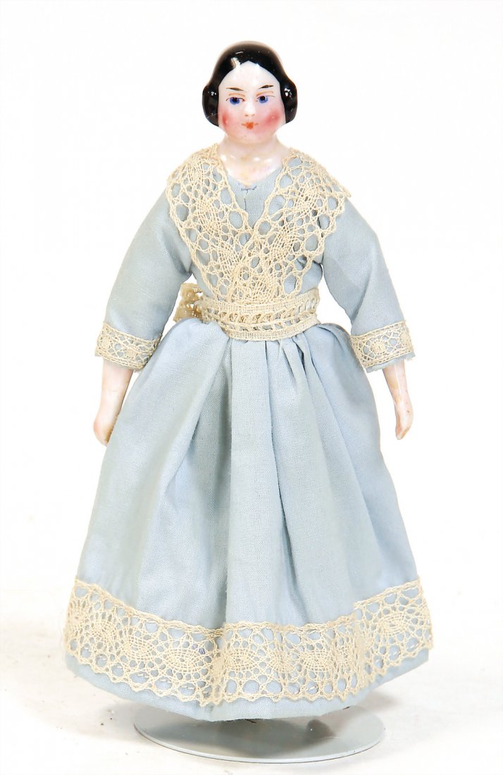 small Biedermeier dollhouse doll, porcelain shoulder (1 of 1)