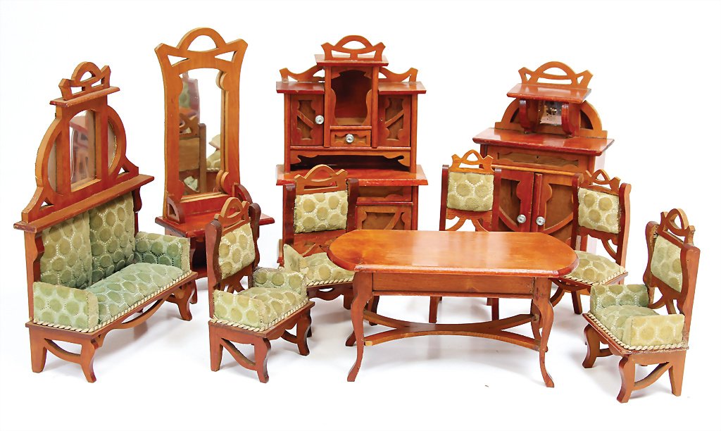 mixed lot dollhouse furniture, art nouveau, upholstered (1 of 1)