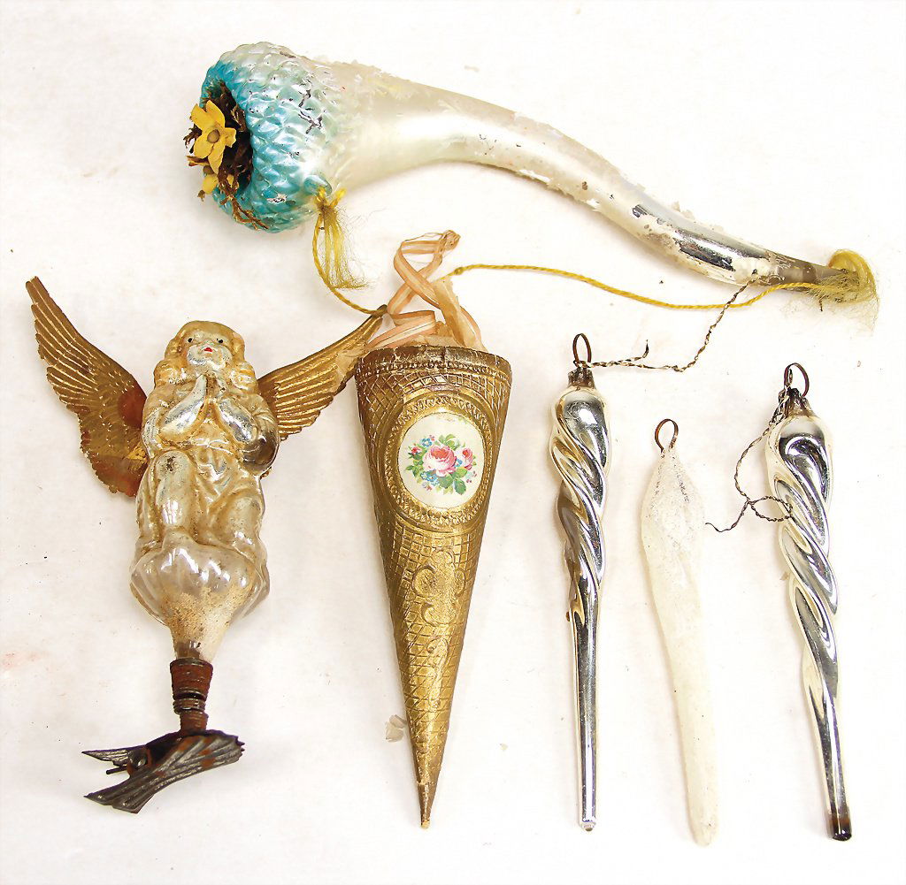 Christmas tree decoration, cornucopia, glass, 16 cm, (1 of 1)