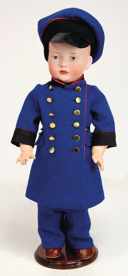 BAEHR&PROESCHILD doll with bisque head, for Bruno: BAEHR&PROESCHILD doll with bisque head, for Bruno Schmidt, marked 2023 3 539 5, full head, character boy, blue painted eyes, closed mouth, dimple at chin, toddler body, with fix wrists, clothes were s