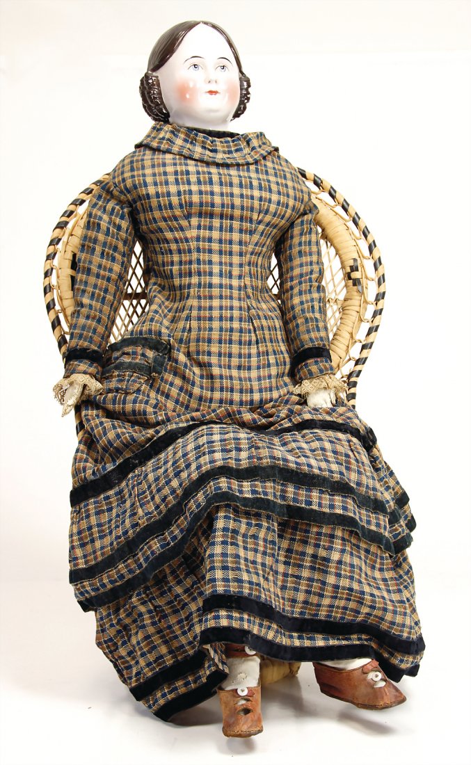 BIEDERMEIER porcelain shoulder headed doll, China Head, (1 of 1)