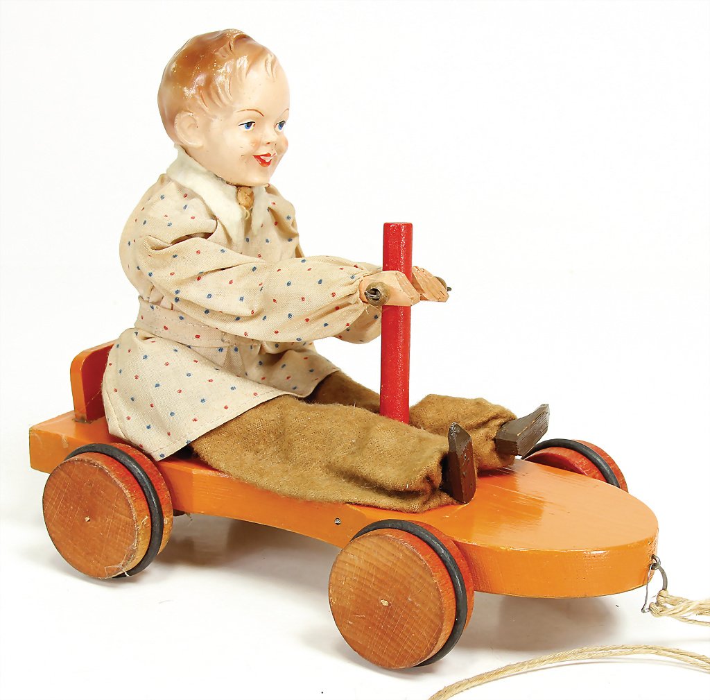doll on dutchman, wood, mass head, 23 cm, pull game, (1 of 1)