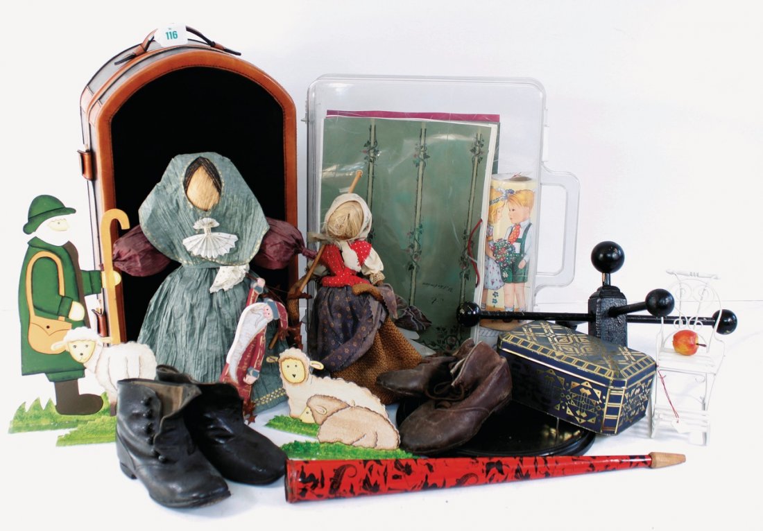 Fundkiste, altes Legespiel in Blechdose, Blechhirte mit (1 of 1)