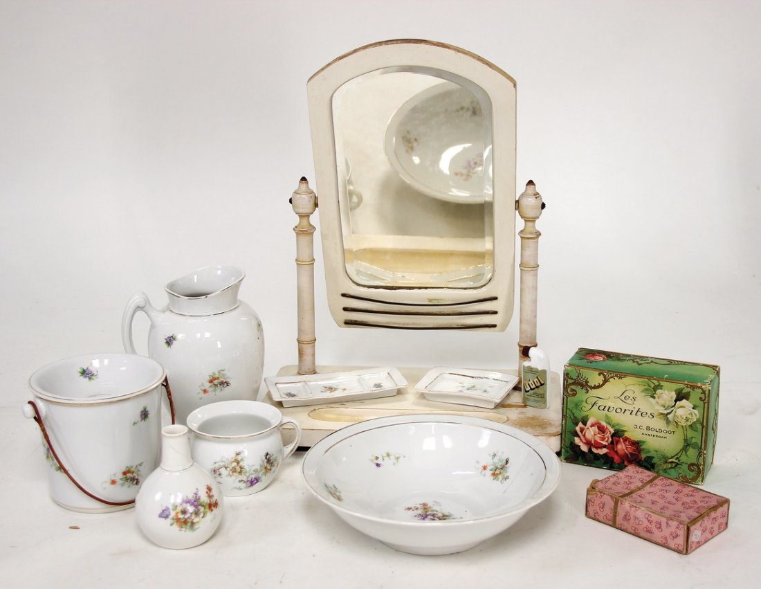 schönes Porzellan-Waschset, Schale mit Krug, (1 of 1)