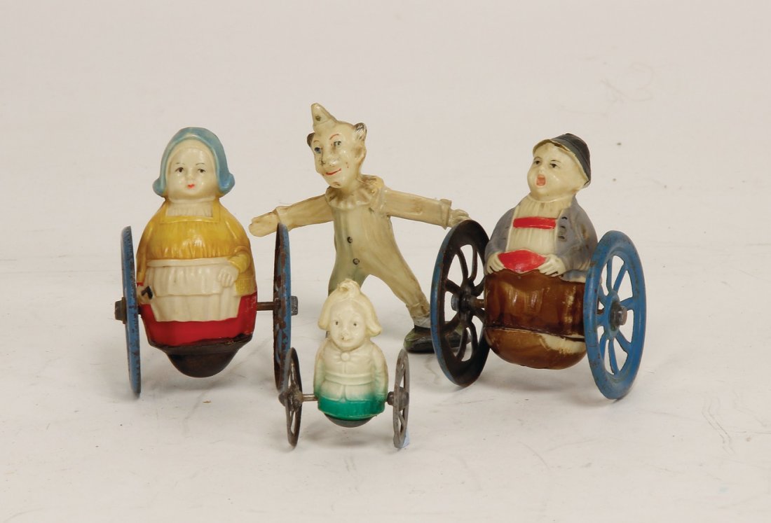 4 Celluloid-Figuren, ungemarkt, 3 x auch mit (1 of 1)