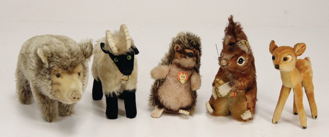 STEIFF 5 Tiere, bespielt, 4 x ohne Knopf, Schild und (1 of 1)