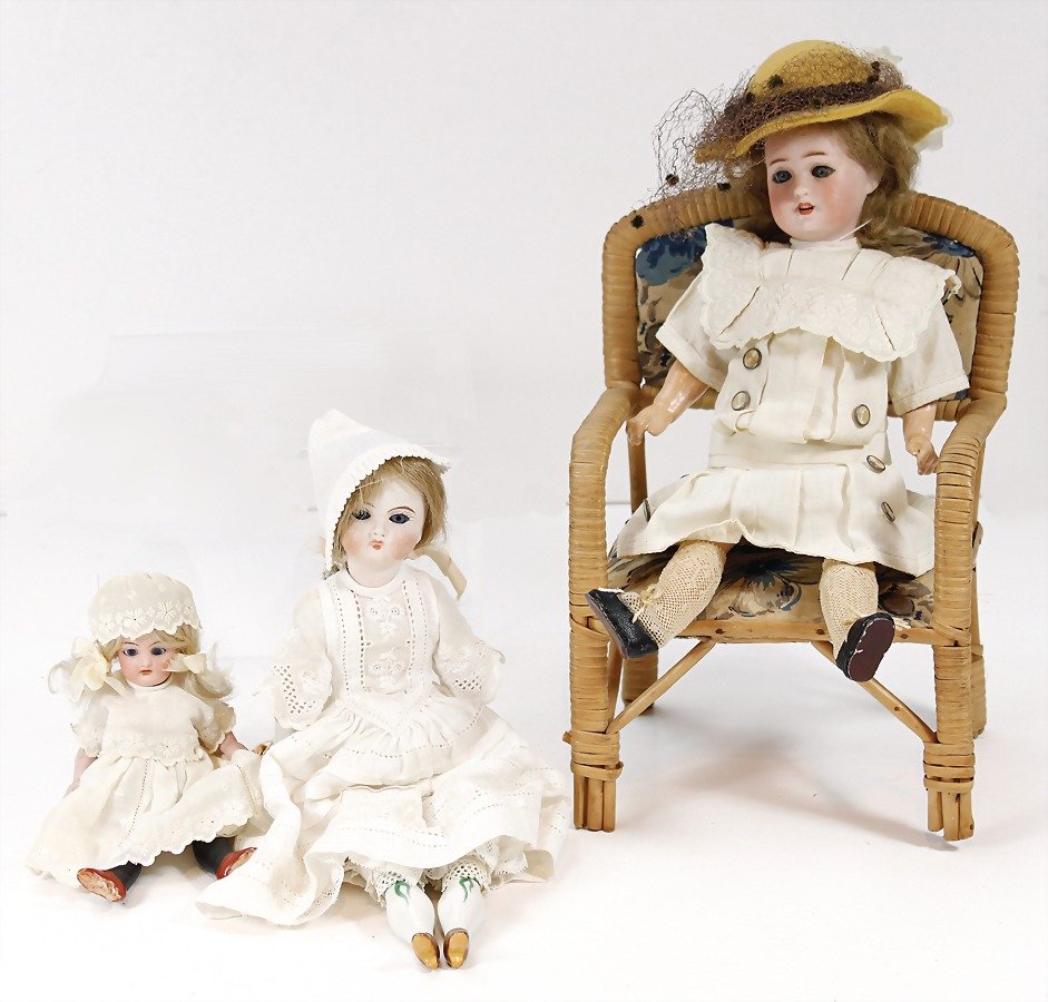 3 Porzellan-Puppen, 1x gem. Globe Baby, blaue (1 of 1)