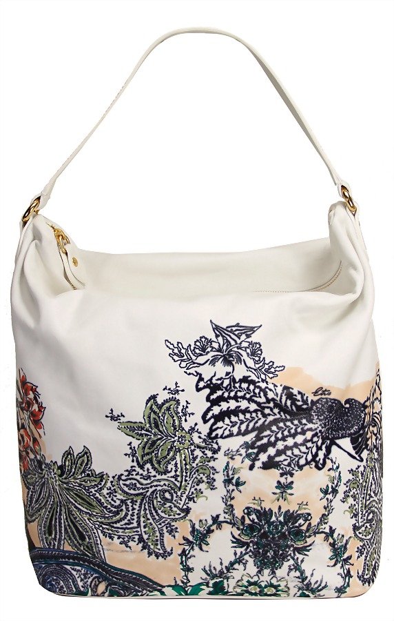 ETRO Damenshopper, weiches Kalbsleder, mit buntem: ETRO Damenshopper, weiches Kalbsleder, mit buntem Blumenprint, 1 Leder-Trageriemen, goldfarbener Reißverschluss, Innenfutter aus fliederfarbener Seide, 1 gr. Fülltasche, 1 Seitentasche mit