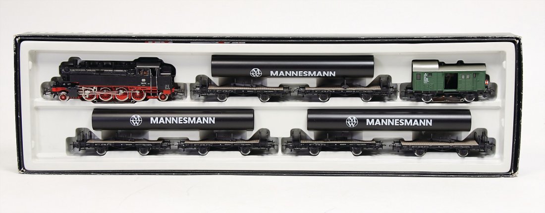 MäRKLIN H0, 2854 Mannesmann, Röhrenwagenzug,: MäRKLIN H0, 2854 Mannesmann, Röhrenwagenzug, sehr guter Zust., im Orig.-Kart.