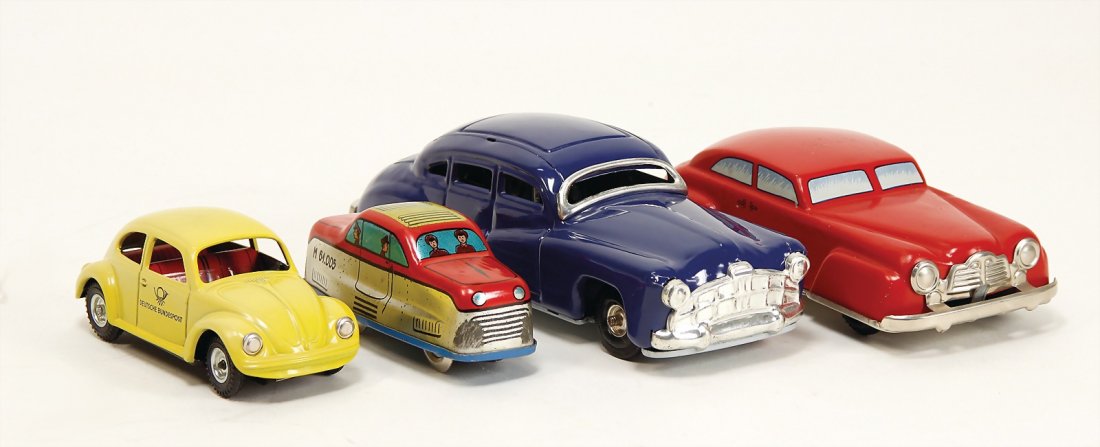 Konv. 4 Fahrzeuge, Blech, u.a. 1 lithogr., Fabrikate (1 of 1)