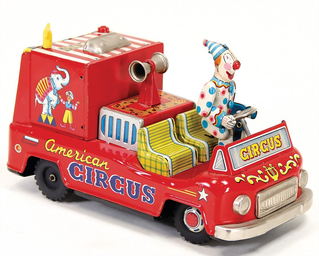 Clown-Auto, Japan, 23 cm, Blech lithogr., (1 of 1)