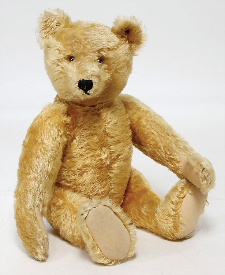 STEIFF bear, pre-war era, c. 1935, glass eyes, button (1 of 2)