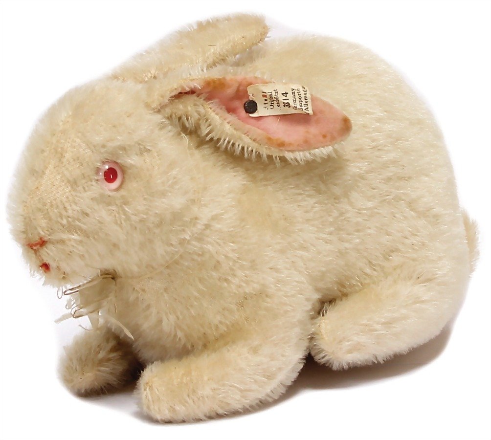 STEIFF albino hare, with button and white cloth tag (1 of 2)