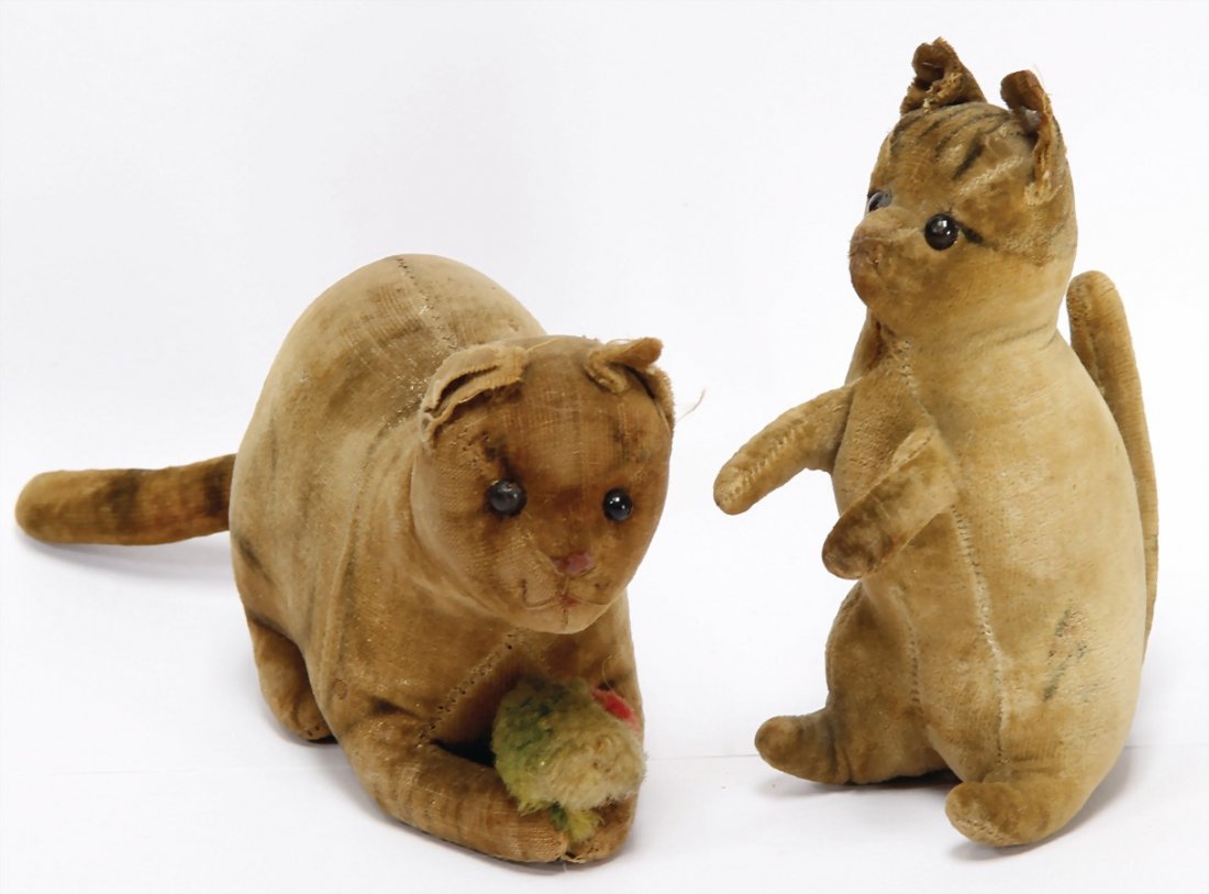 STEIFF 2 pieces, velvet cat, 11.5 cm, button eyes, (1 of 1)