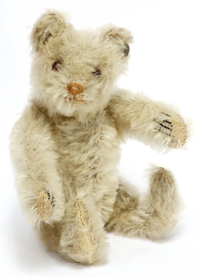 STEIFF bear, white, pre-war era, 14 cm, with button, (1 of 1)
