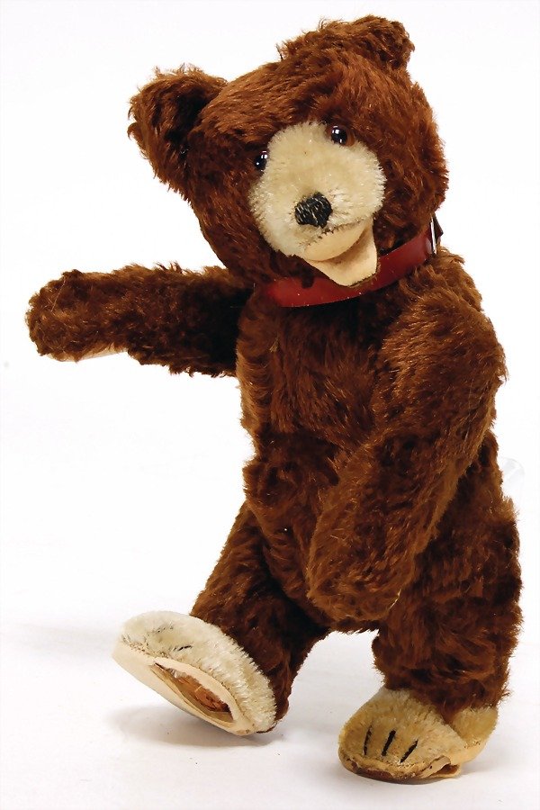 STEIFF dark-brown teddy baby, with press voice, button (1 of 1)