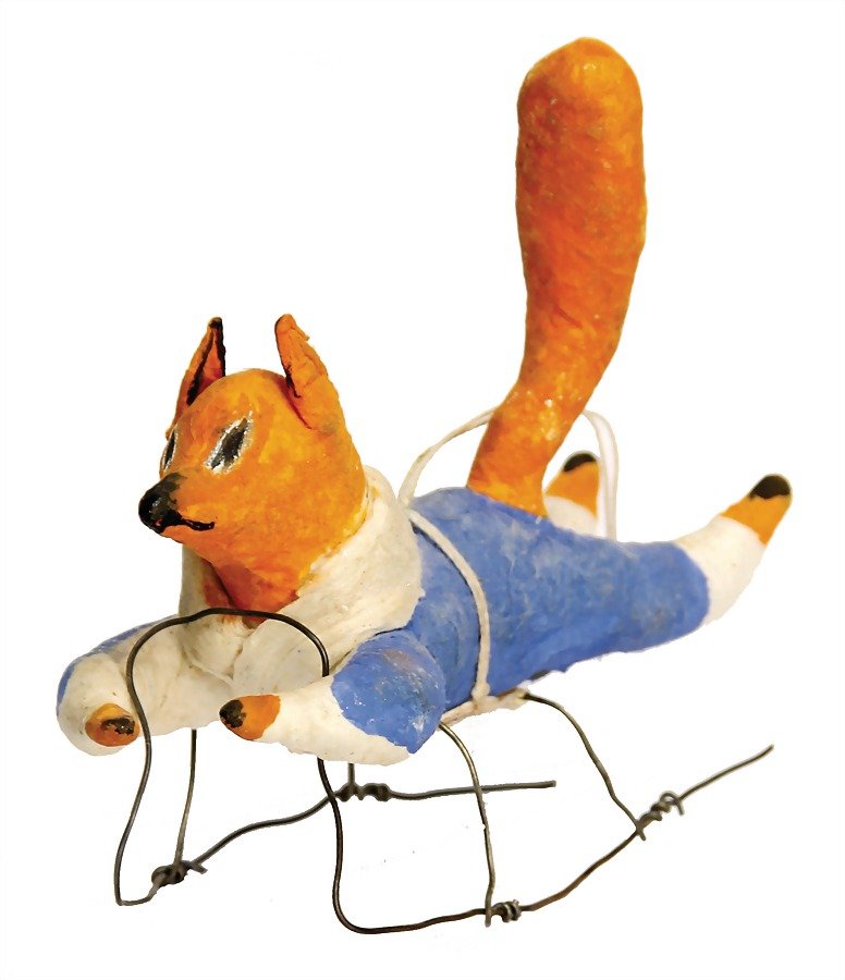 Christmas tree decoration, Russia, cotton wool, fox on (1 of 1)