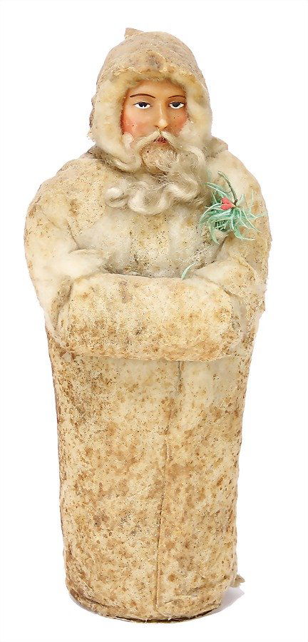 Santa Claus, Candy container, cotton wool, wax face, (1 of 1)