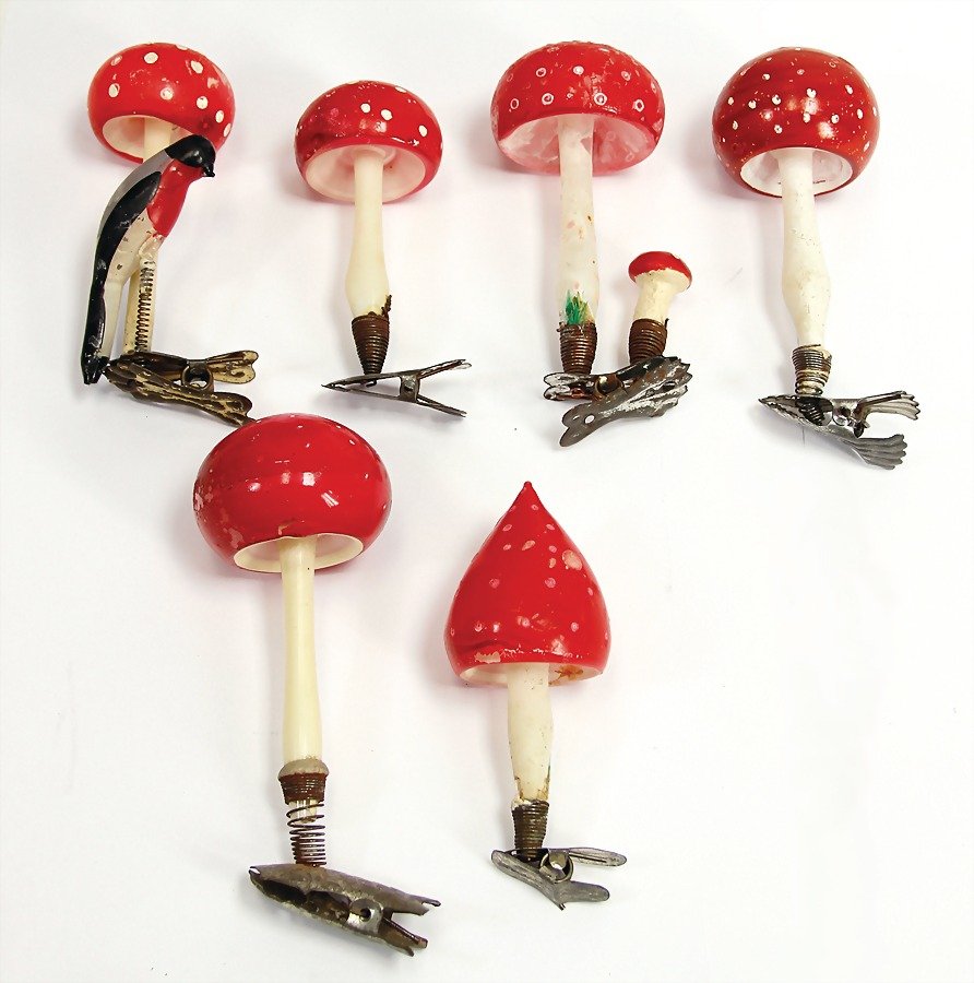 Christmas tree decoration, glass, 6 pieces, with clamp, (1 of 1)