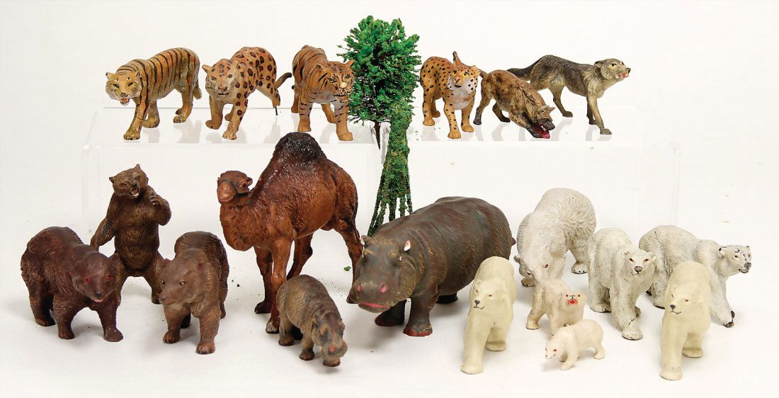 ELASTOLIN and other c. 30 pieces, game animals, mass, (1 of 1)