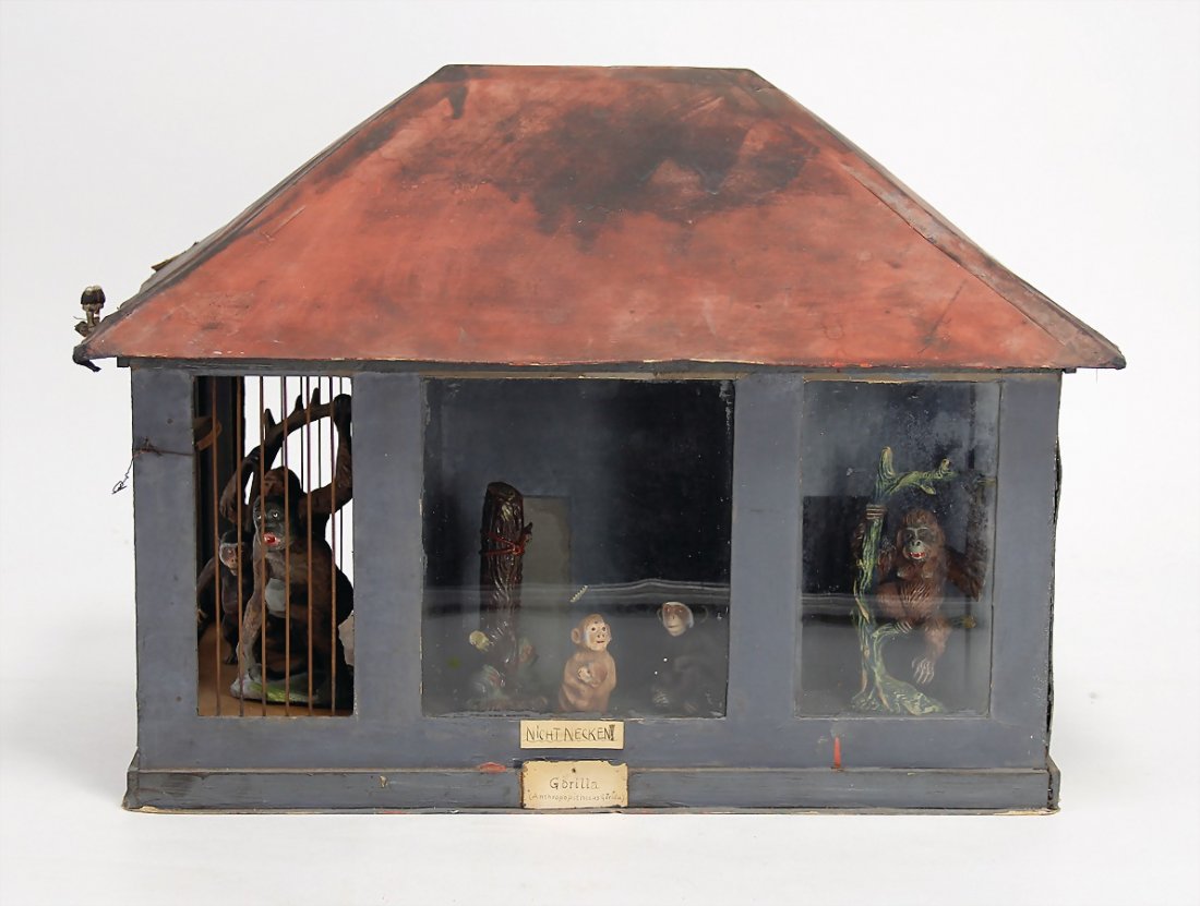 monkey house, wood, cardboard, 44 x 30 x 33 cm, glazed (1 of 1)