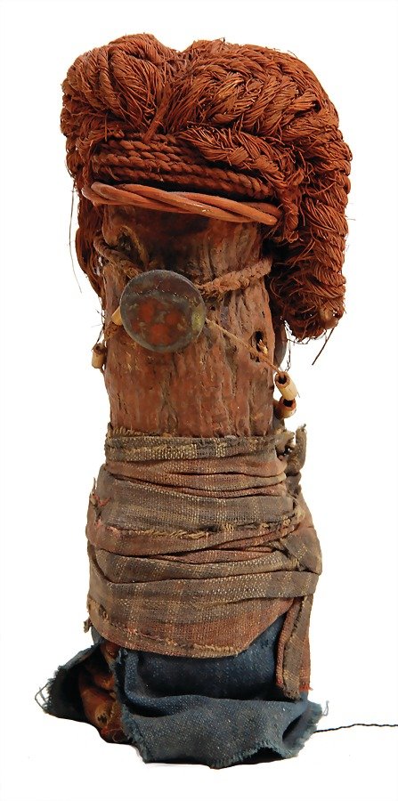 figure, wood, with threads and buttons, red painted, c. (1 of 1)