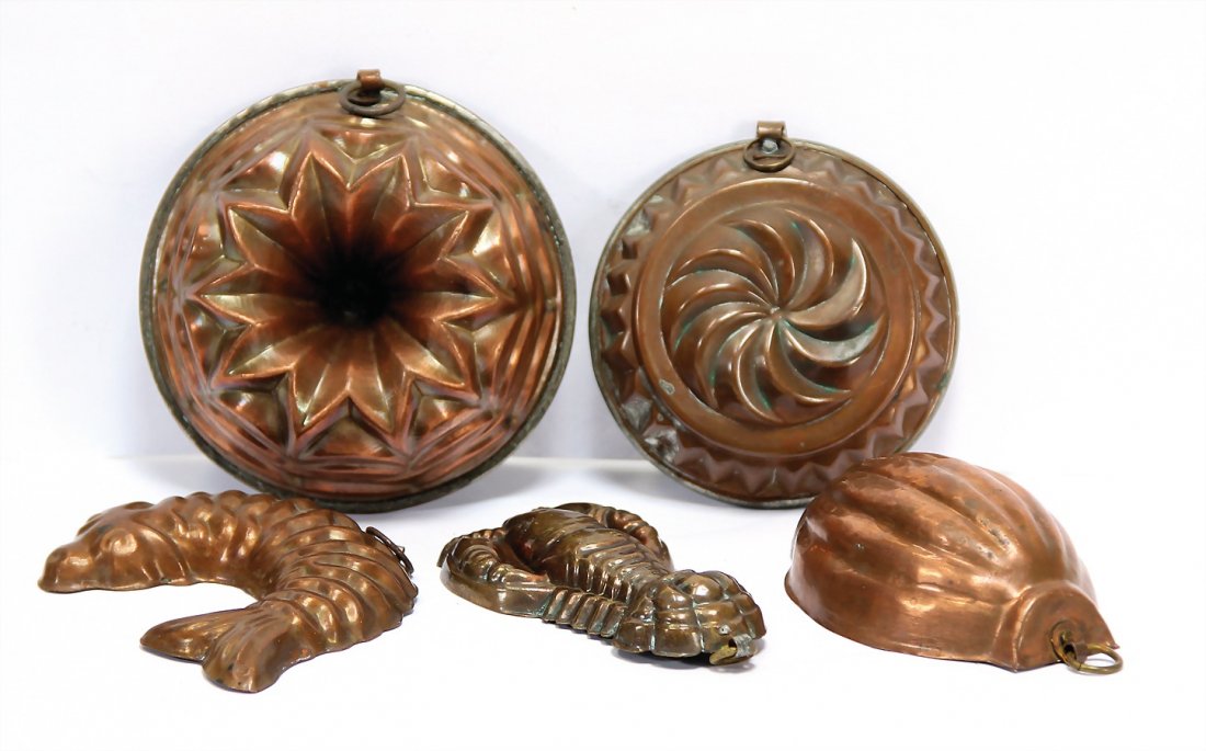 5 pieces made of copper, inside tin-plated, lobster (1 of 1)