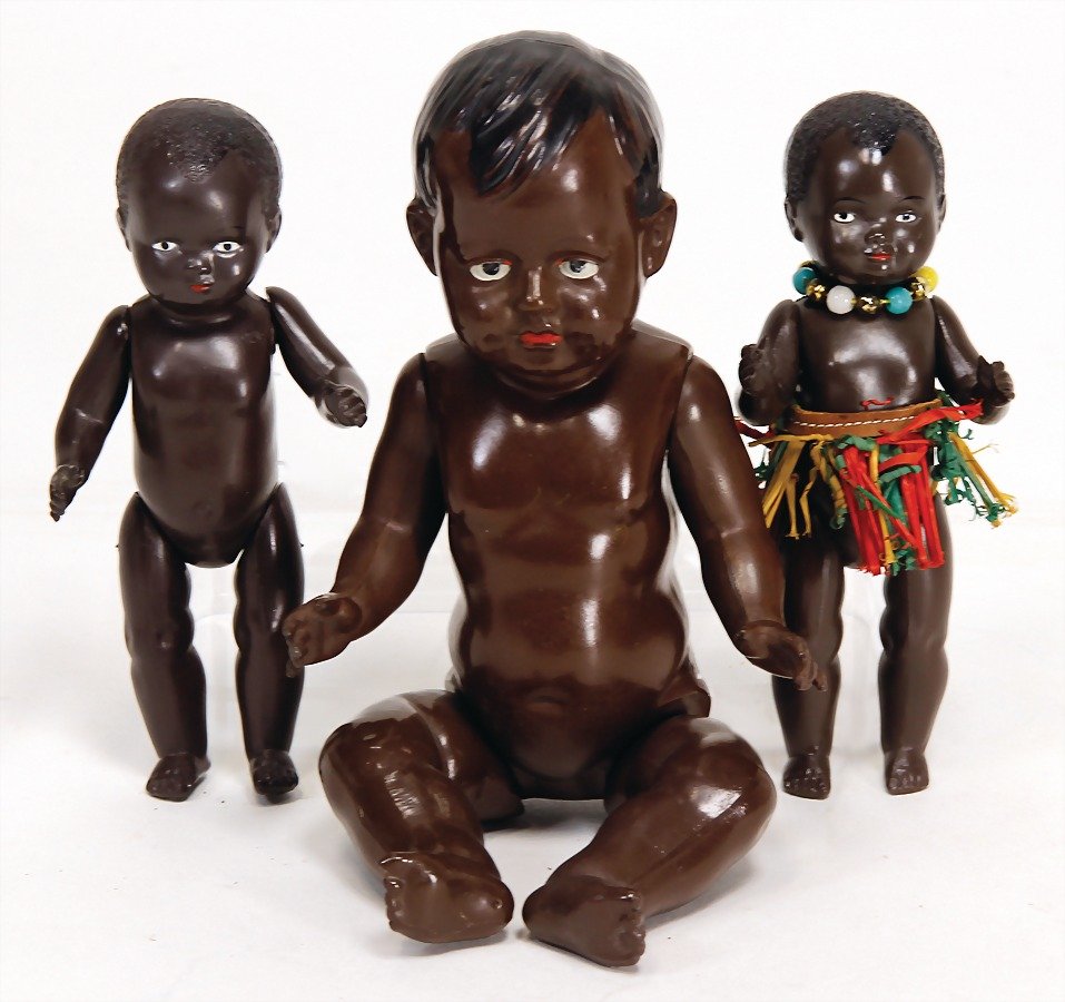 SCHILDKRÖT 3 Teile Celluloid, farbige Puppen, (1 of 1)