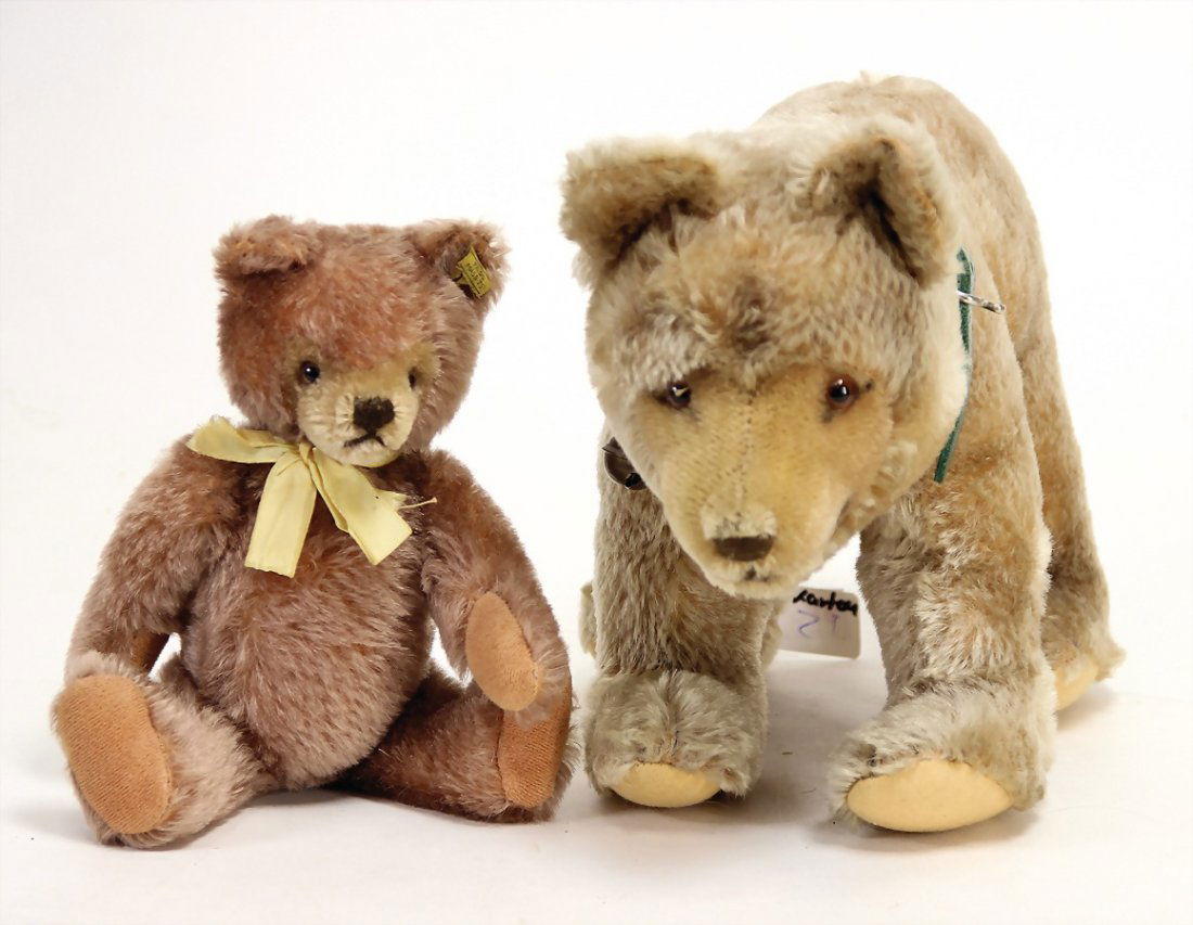 STEIFF 2 Bären, 1 x auf 4 Pfoten, mit Knopf u. (1 of 1)