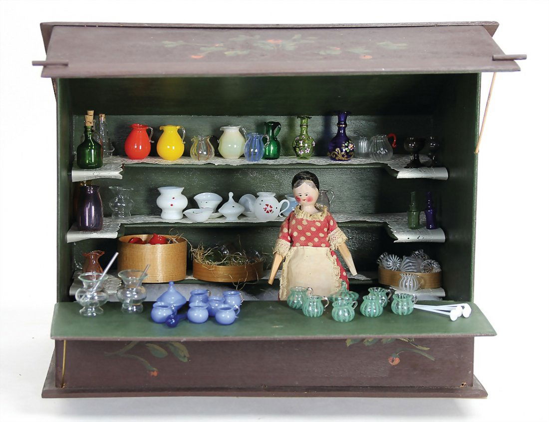 Puppen-Verkaufsstand, Holz, 37 cm x 31 cm x 22 cm, mit (1 of 1)