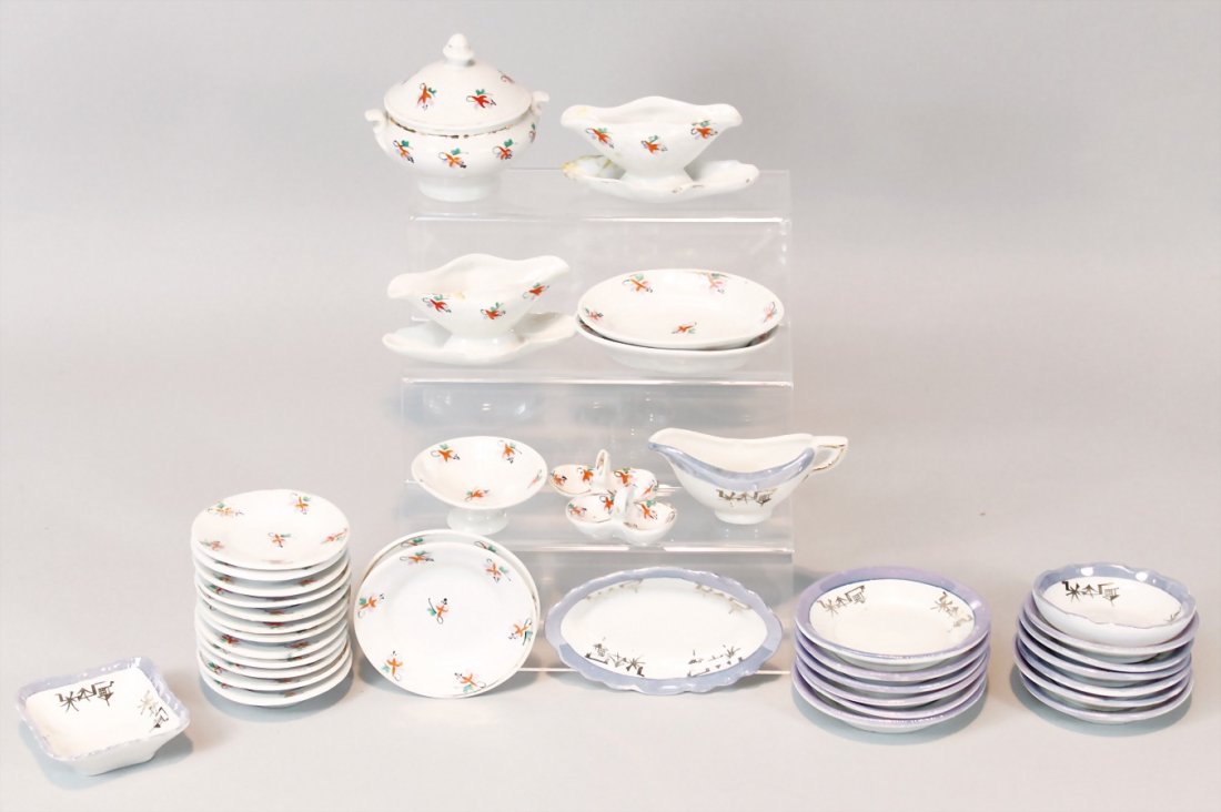 2 x Puppen-Speiseservice, Porzellan, ungem.   German (1 of 1)