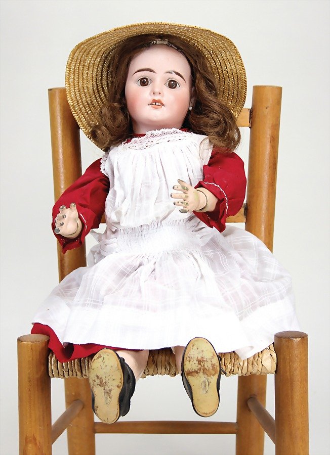 Porzellankopf-Puppe, gem. 5, braune fest eingesetzte (1 of 1)