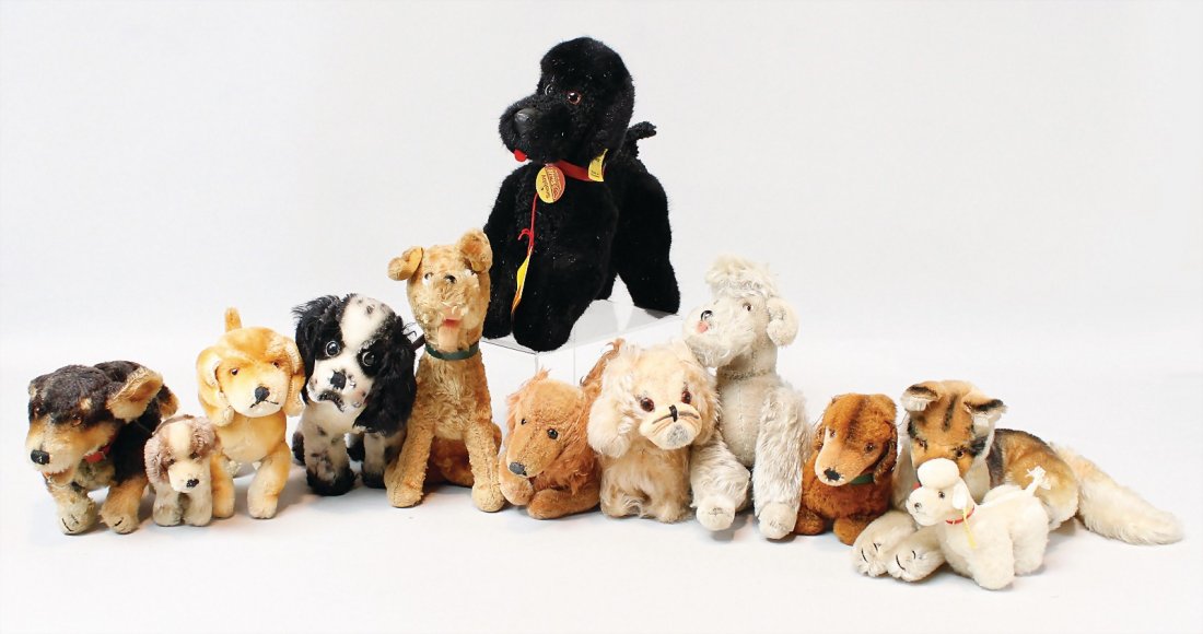 Konv. 30 Plüschhunde, meist Steiff, Hermann u. (1 of 1)