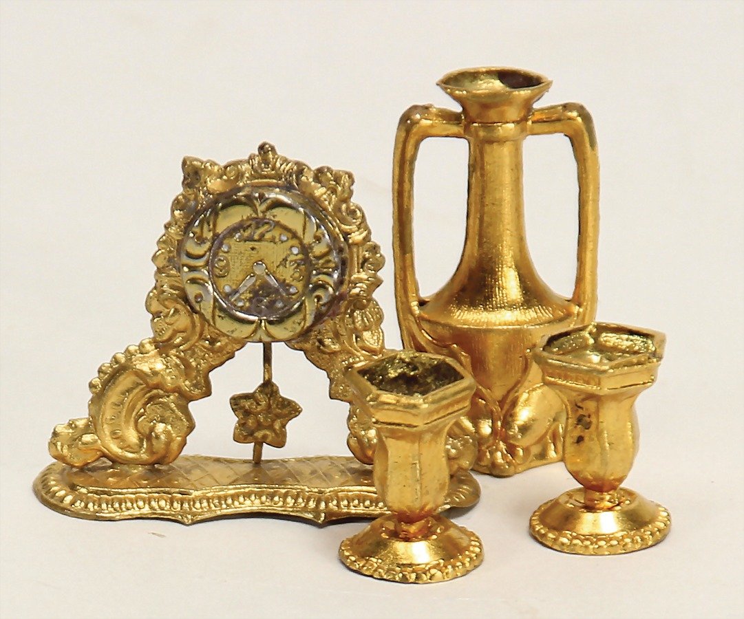 4 Teile, Jugendstil Vase, 3,5 cm, 2 kl. Vasen, 2 cm, 1 (1 of 1)