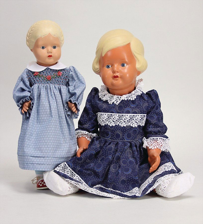 CELLBA 2 Celluloid-Puppen, 1 x Gretchen, gem. 42, blaue (1 of 1)