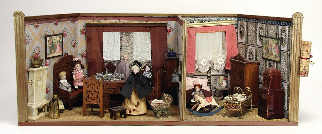 2-tlg. Puppenstube, mit Durchgang u. Fenster, 76,5 cm (1 of 1)