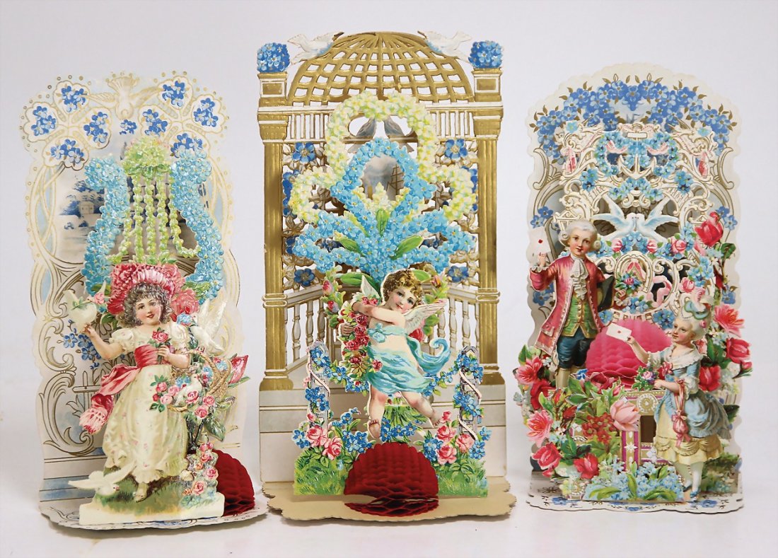 3 Aufstell-Glückwunschkarten, um 1900/1910, guter (1 of 1)