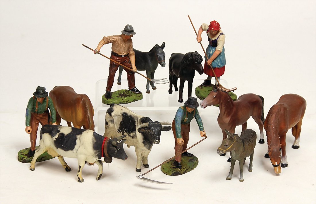 Konv. Bauernhoftiere, meist Lineol, Pferde, Kühe, (1 of 1)