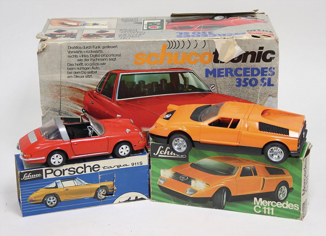 SCHUCO 3 Modell-Autos, stärker bespielt, Porsche (1 of 1)
