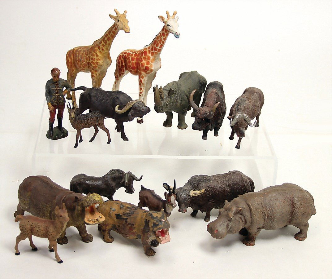 Konv., Wildtiere, Elastolin u. andere, 14 Teile, Masse, (1 of 1)