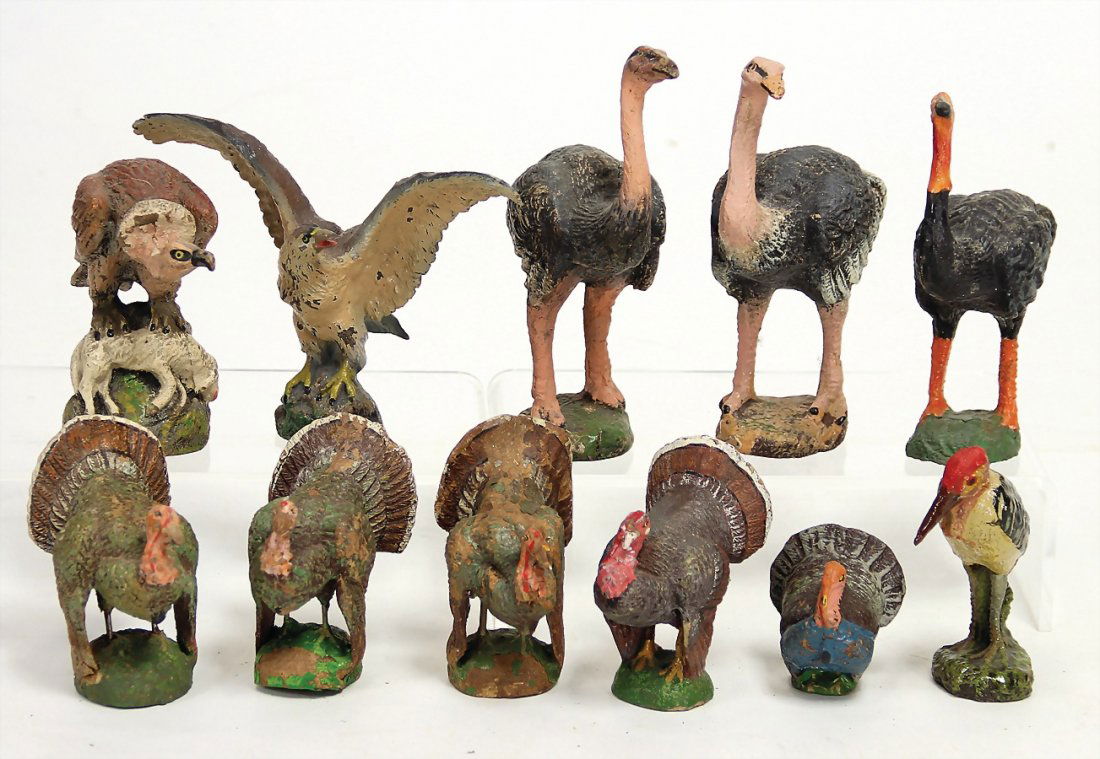 11 Teile, Masse, Vögel, Elastolin u. andere, Pfau, (1 of 1)