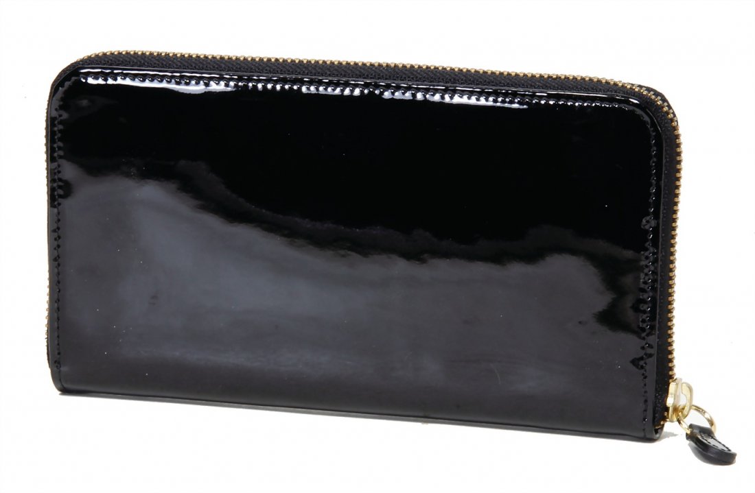 BETHGE Damenportemonnaie, schwarzes Lackleder, braunes (1 of 1)