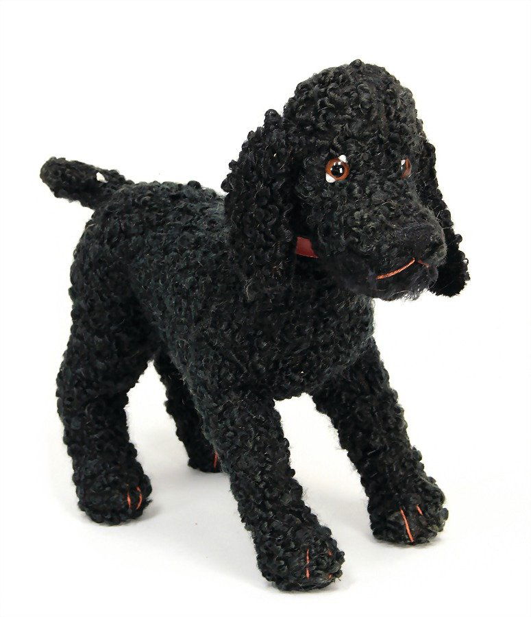 STEIFF poodle, wool plush, c. 1950, with button, rests (1 of 1)
